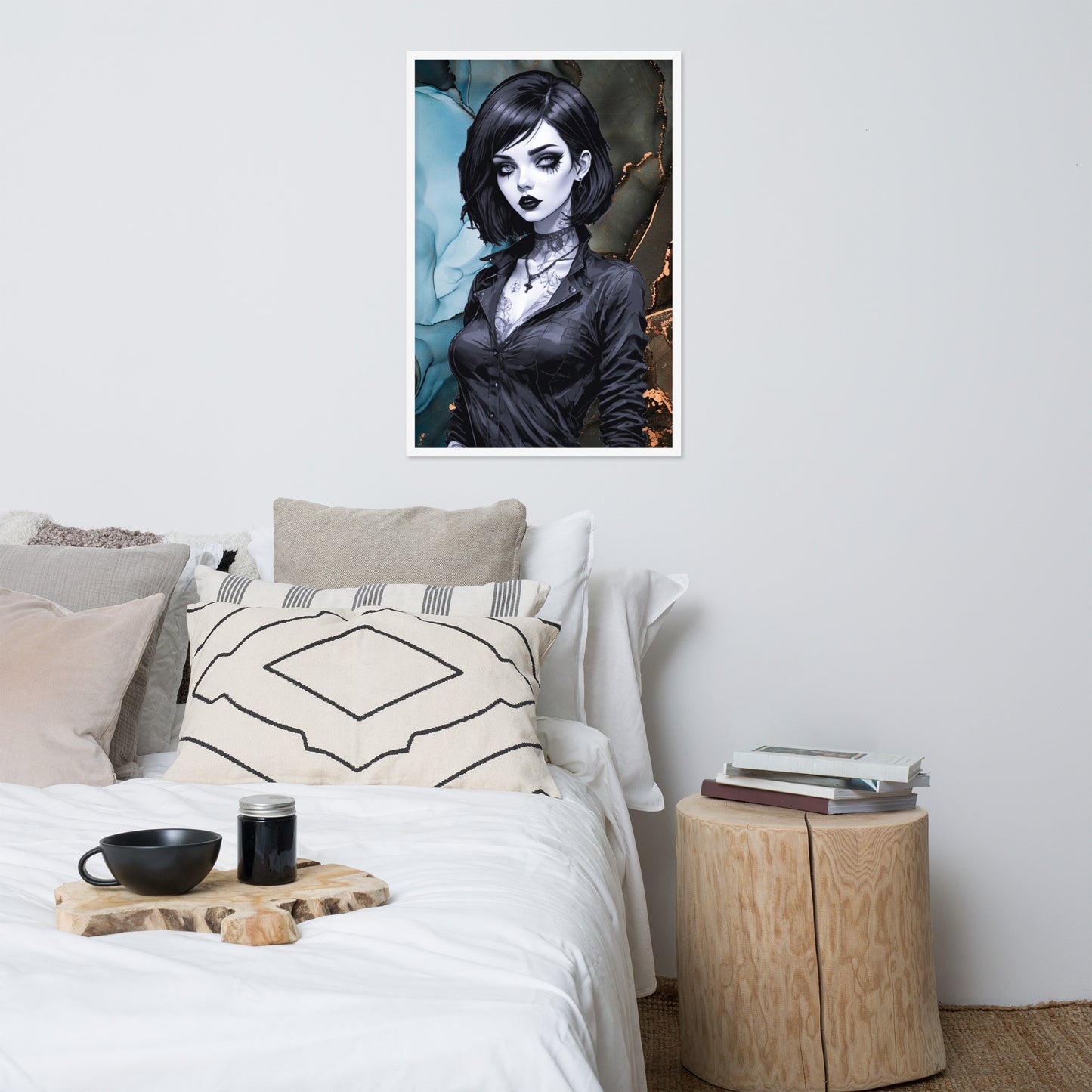 BW Marble V27 Framed Poster