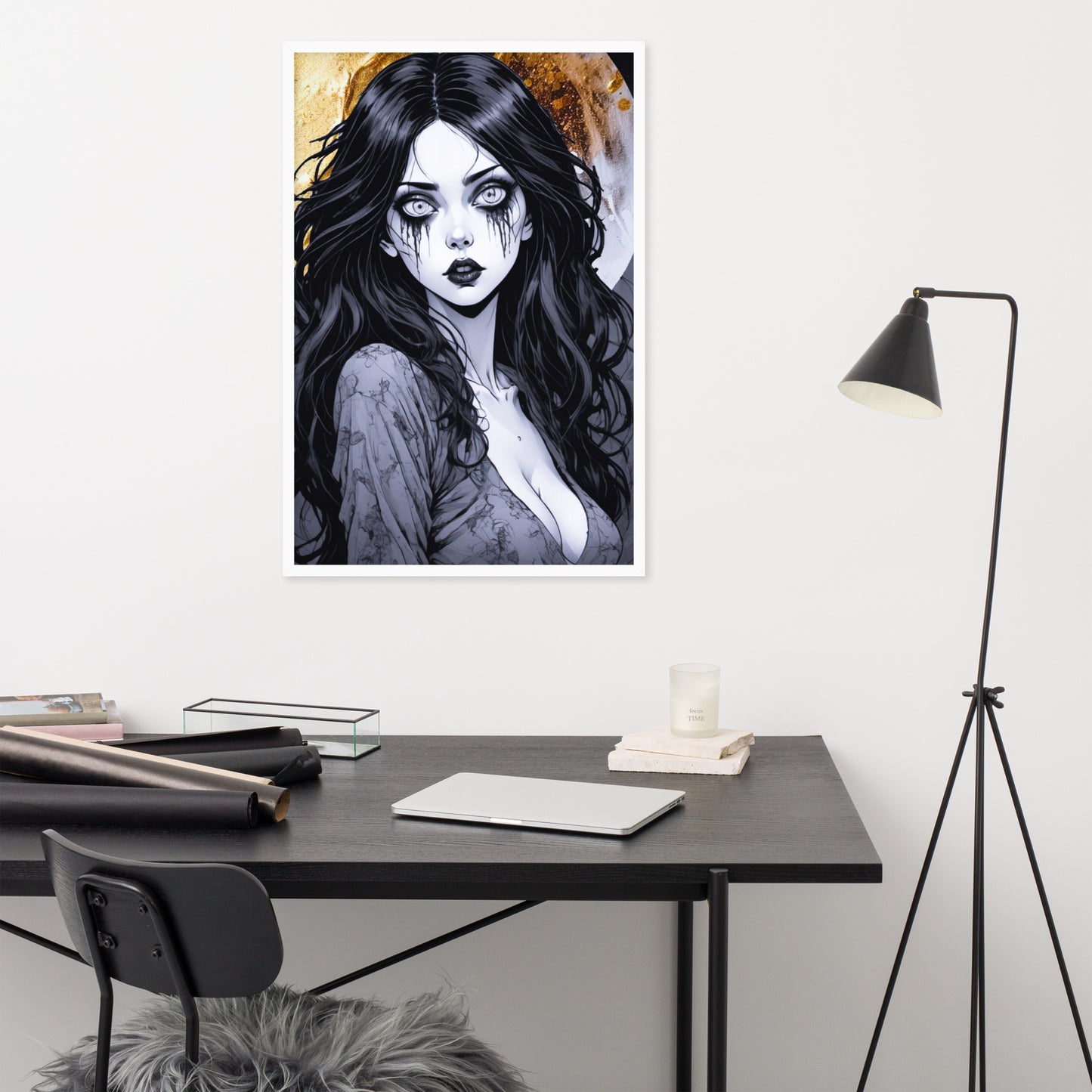 BW Marble V14 Framed Poster