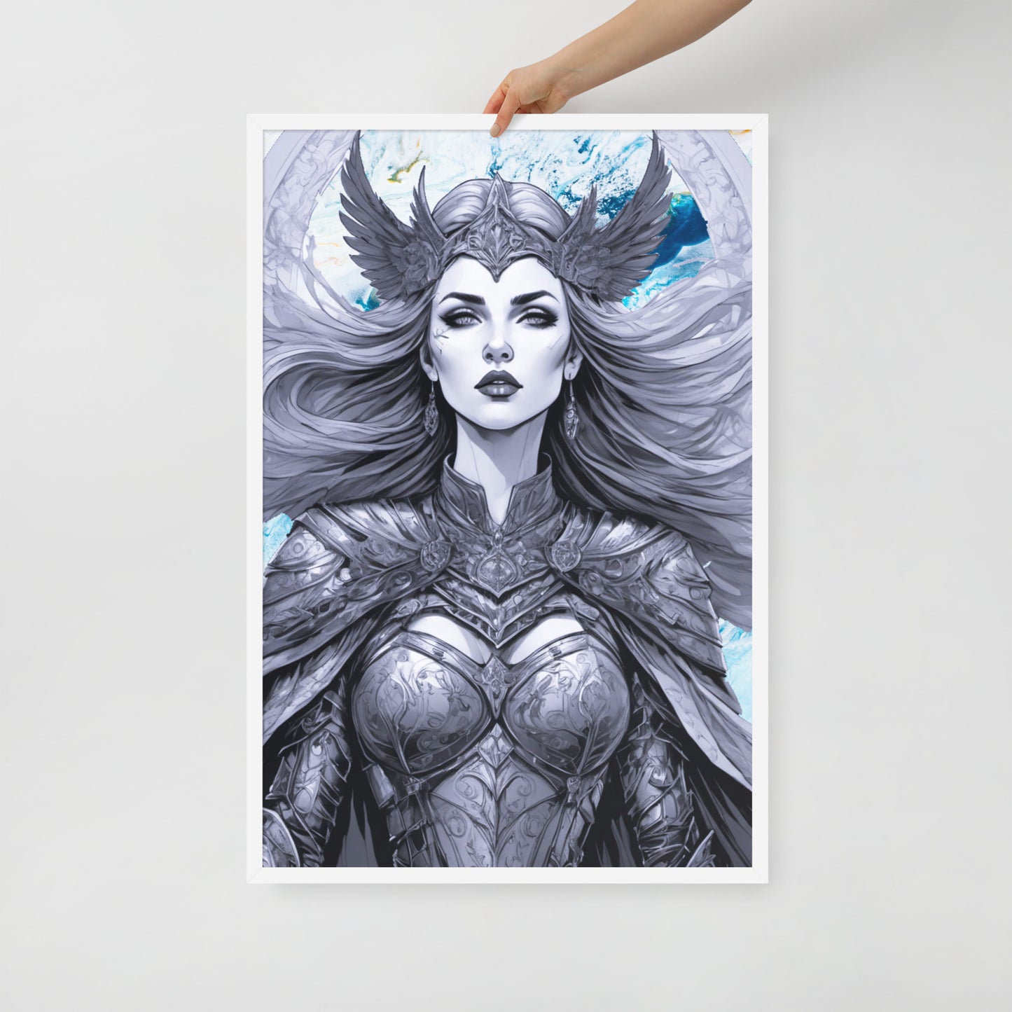 BW Marble V12 Framed Poster