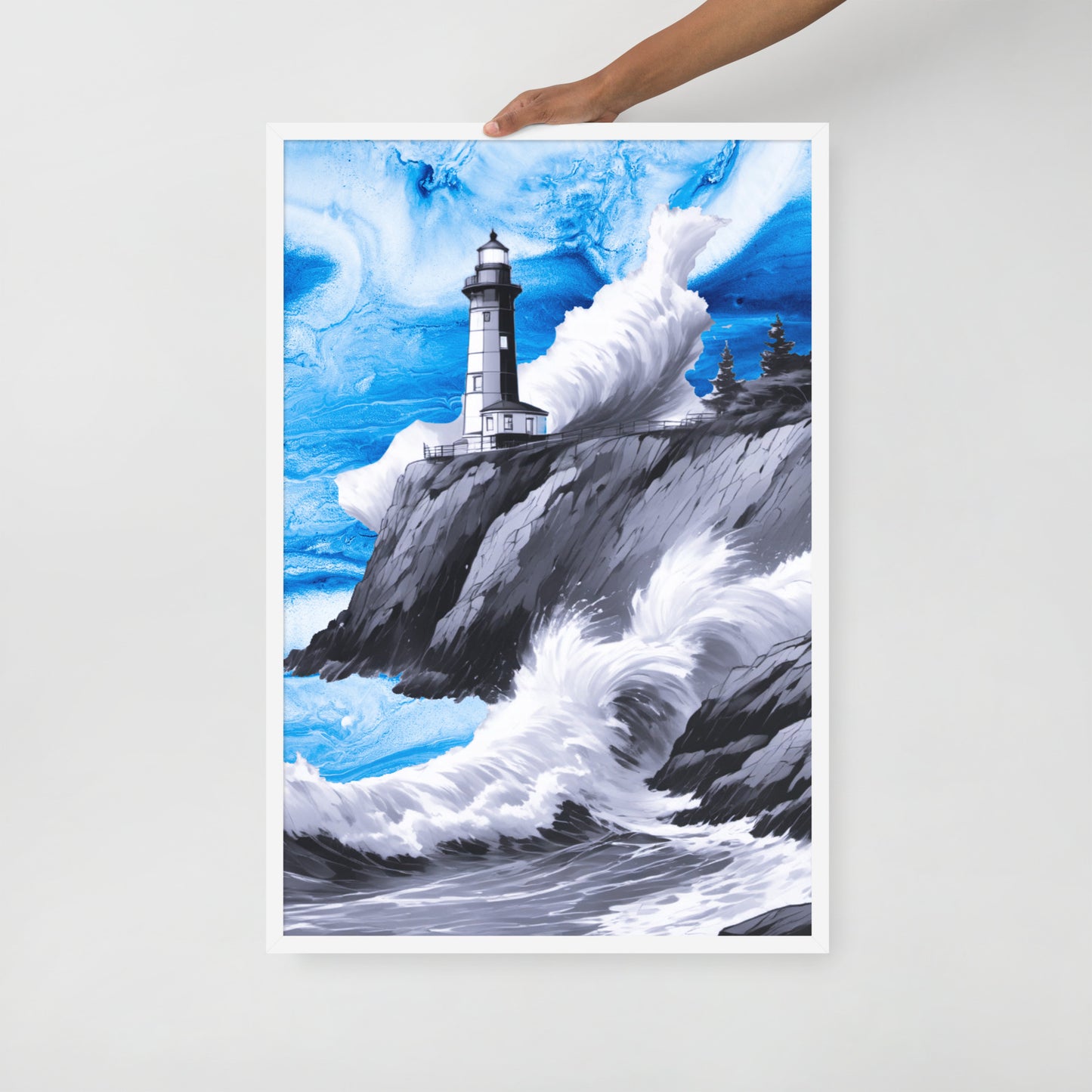 BW Marble V10 Framed Poster