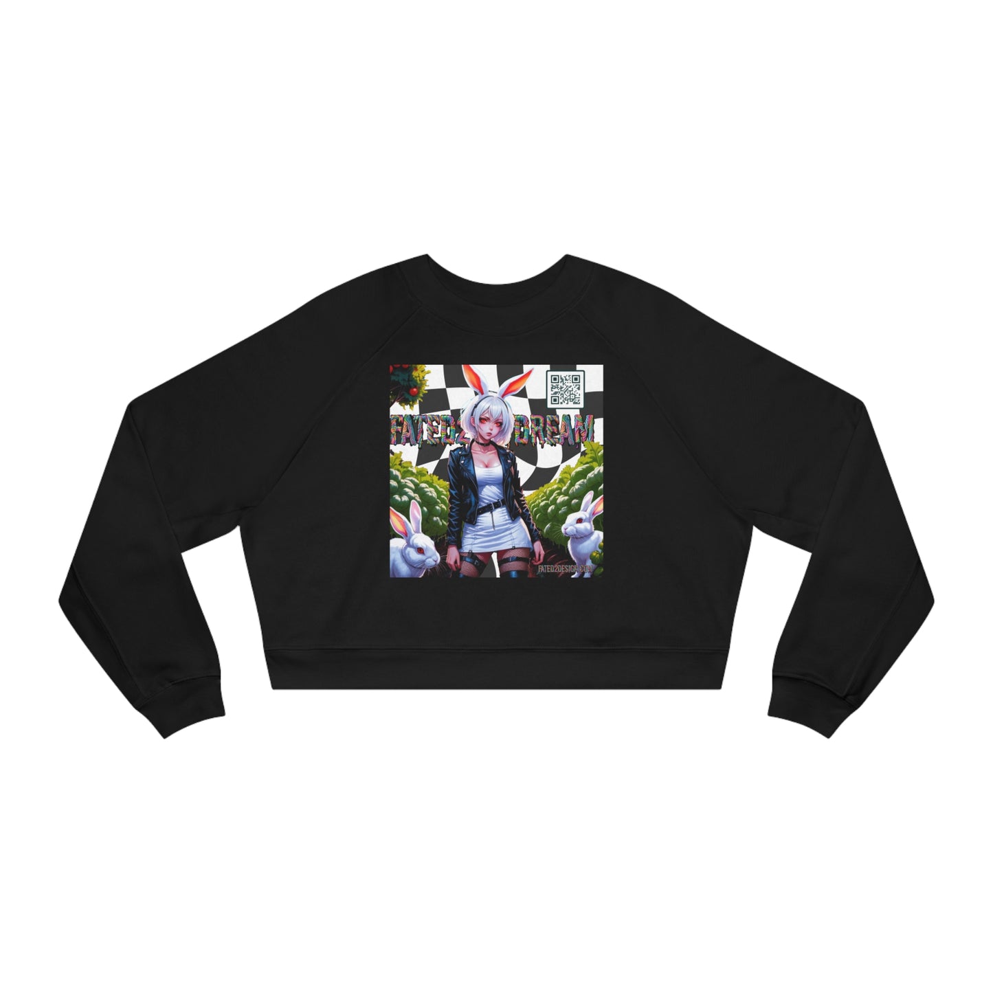 Black and White Checkered Daydream Cropped Fleece Pullover