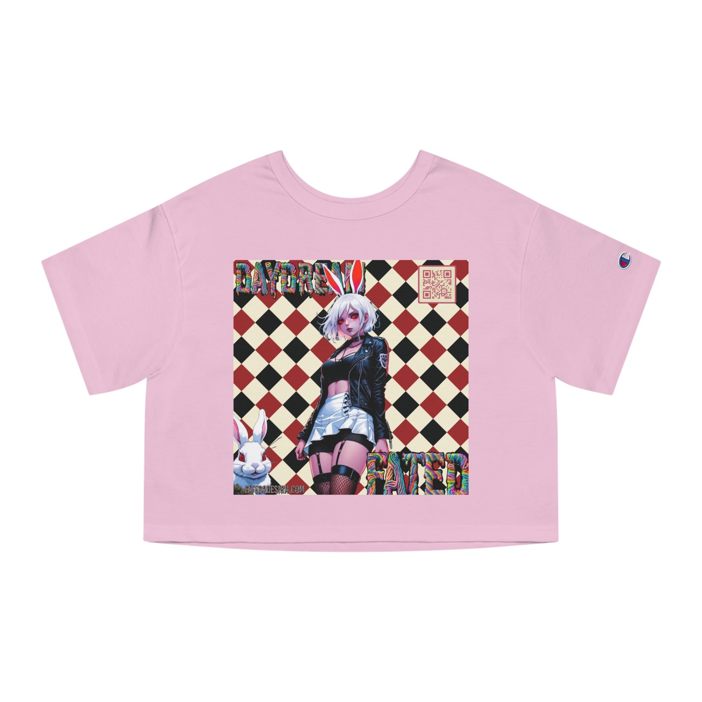 V2 Black and Red Checkered Daydream Champion Cropped T-Shirt