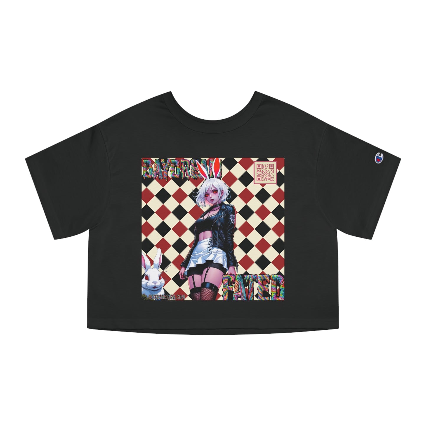 V2 Black and Red Checkered Daydream Champion Cropped T-Shirt