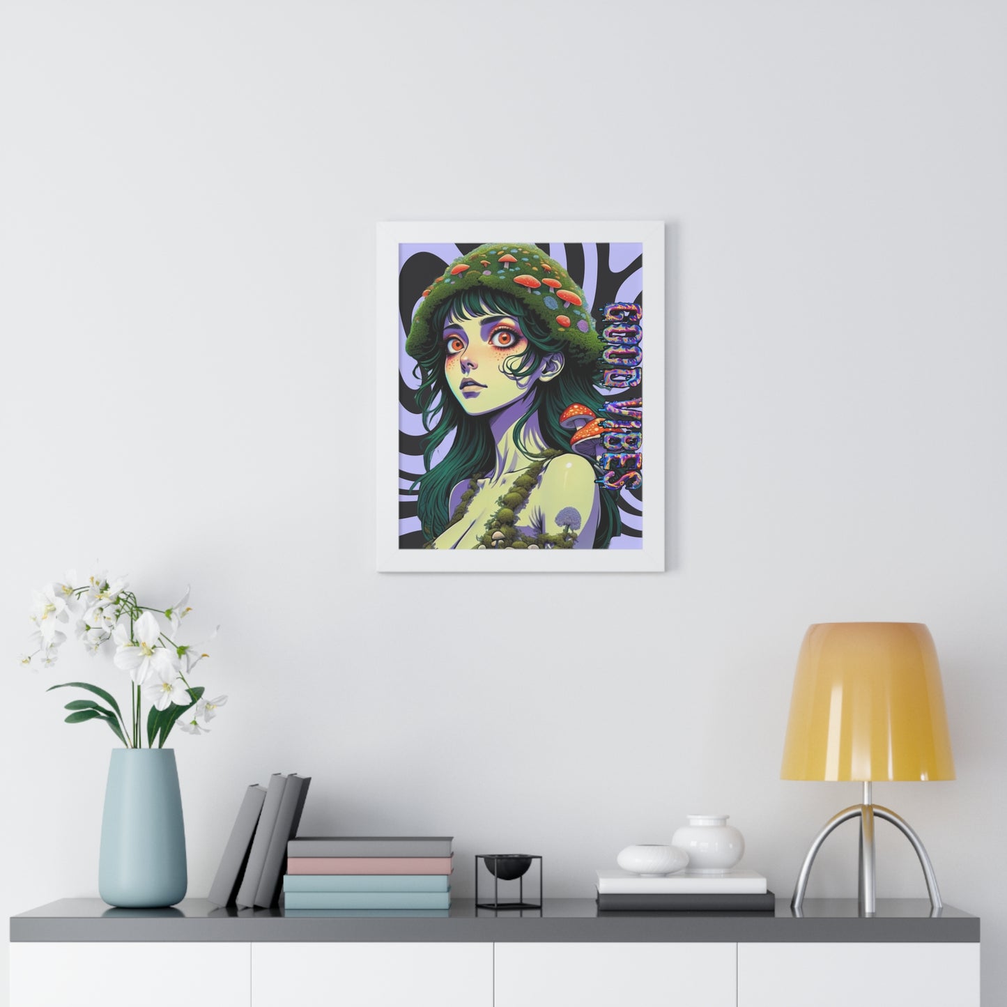 Good Vibes Mosshead - Framed Vertical Poster