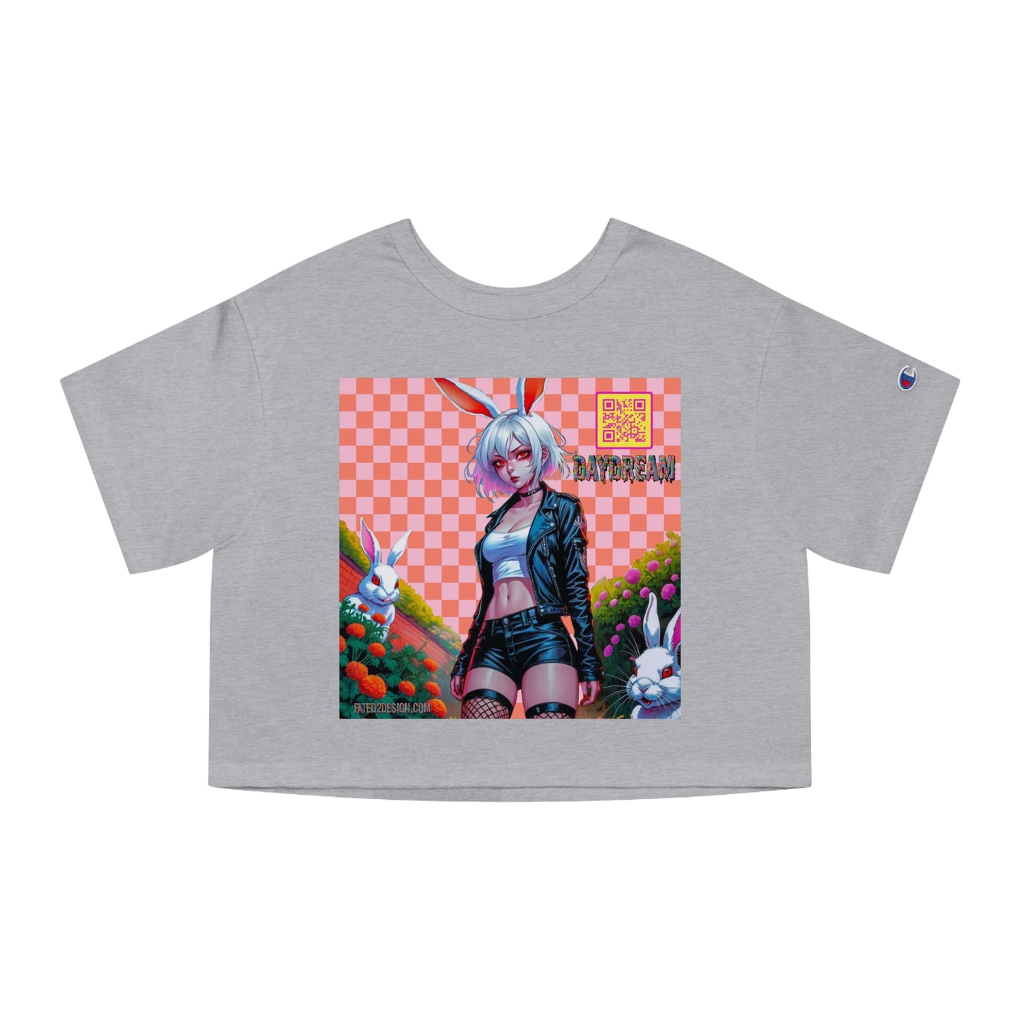 Pink Checkered Daydream Champion Cropped T-Shirt