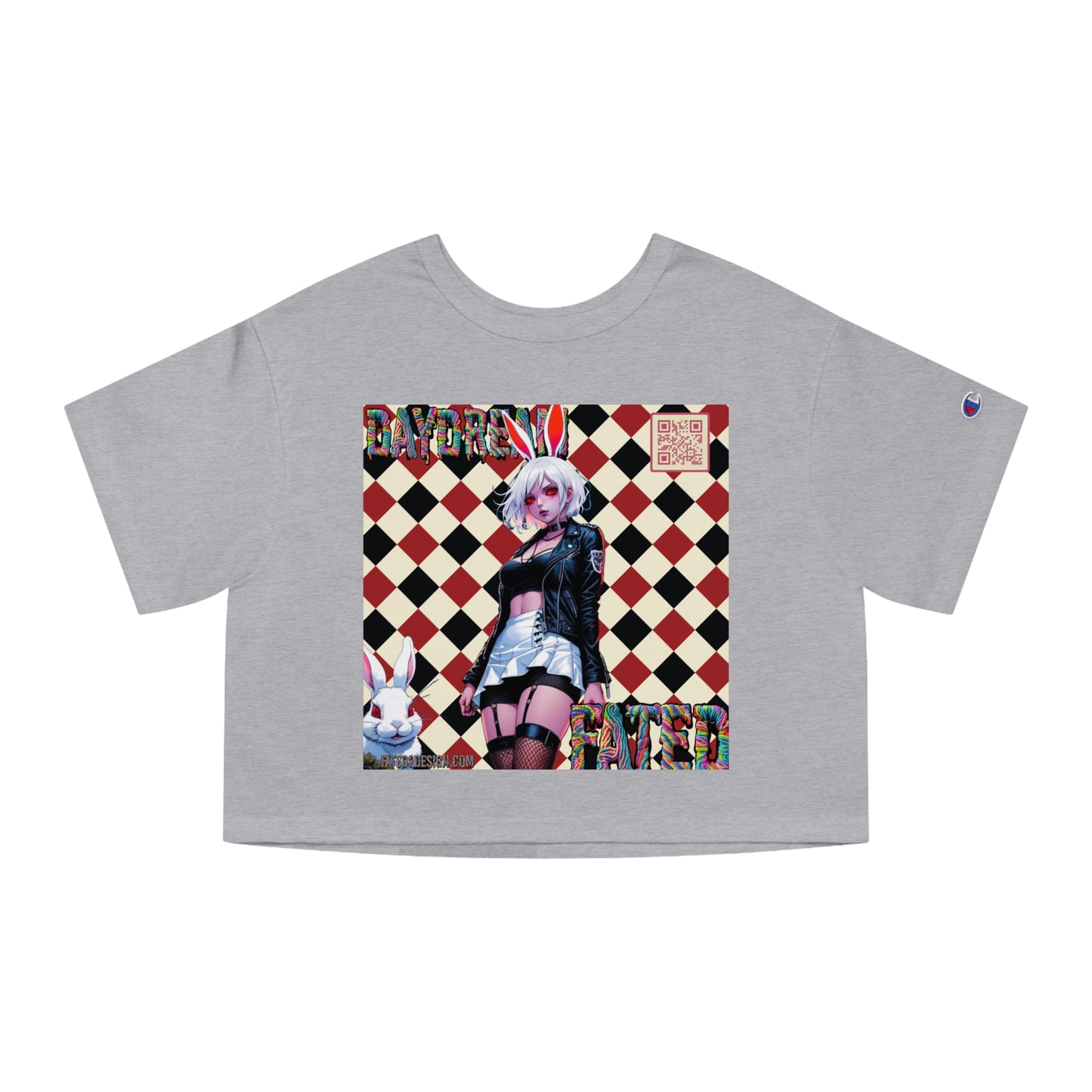 V2 Black and Red Checkered Daydream Champion Cropped T-Shirt