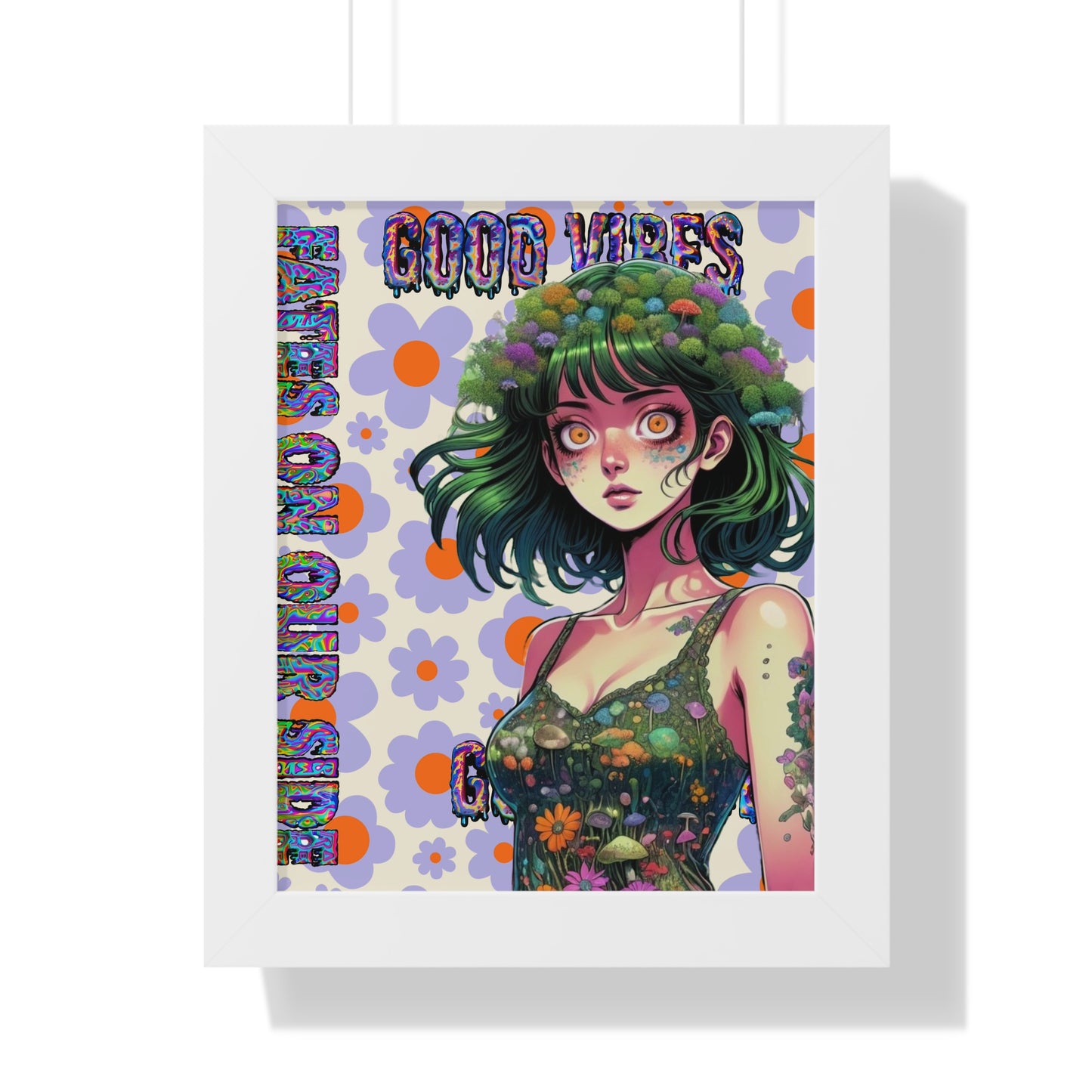 Good Vibes Flower Power - Framed Vertical Poster