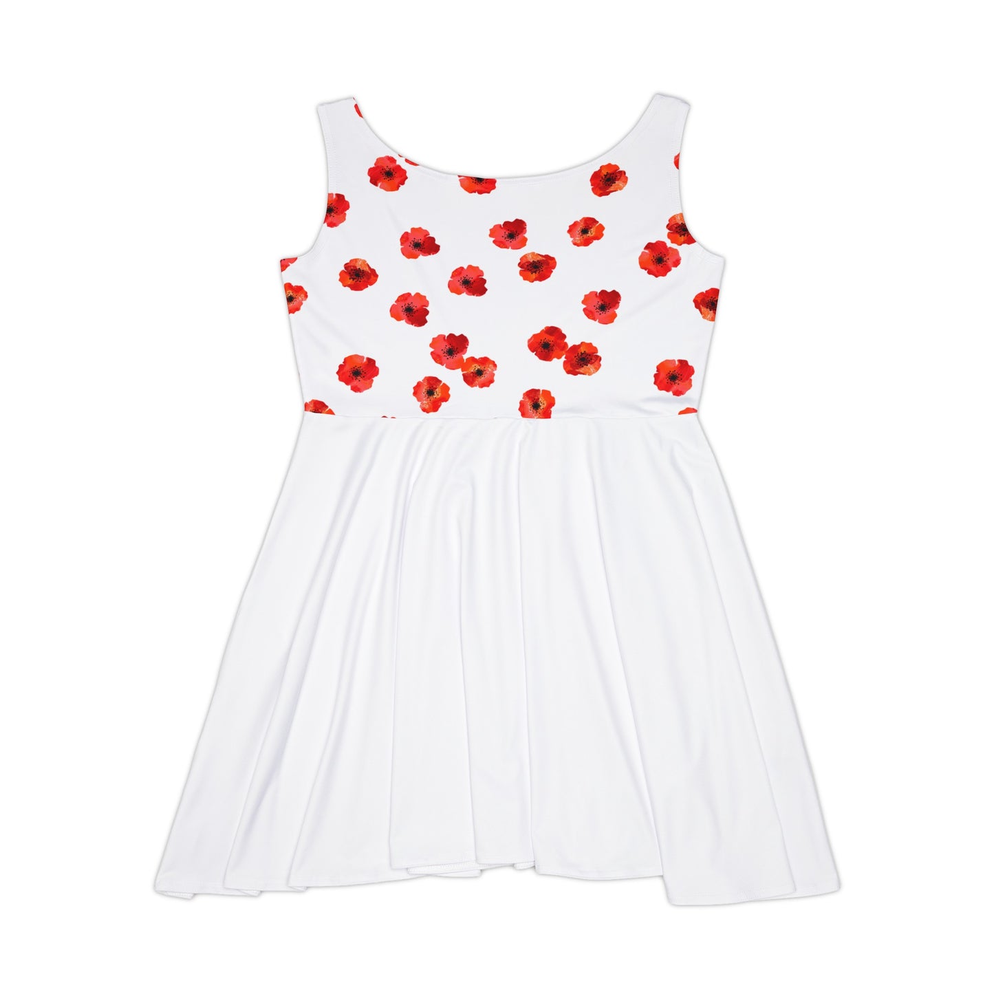 Split White and Red Flowers Fated MC Women's Skater Dress