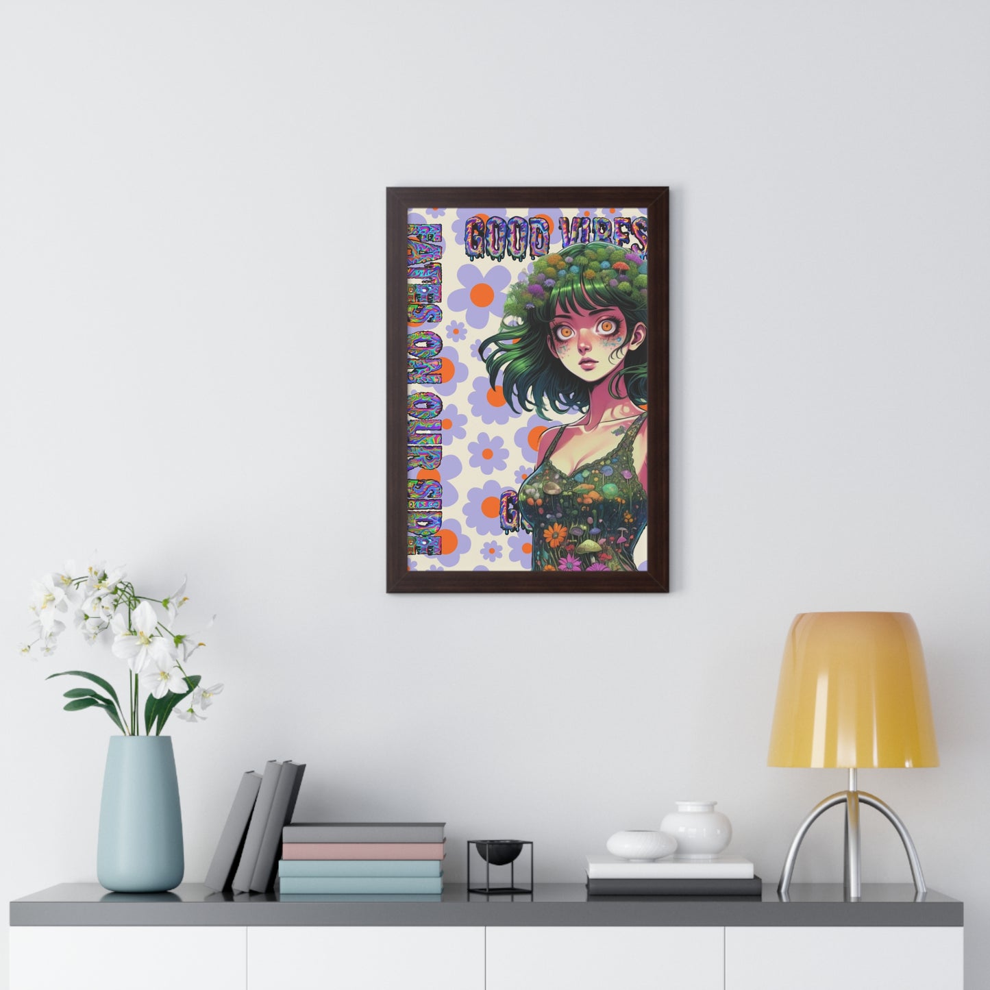 Good Vibes Flower Power - Framed Vertical Poster