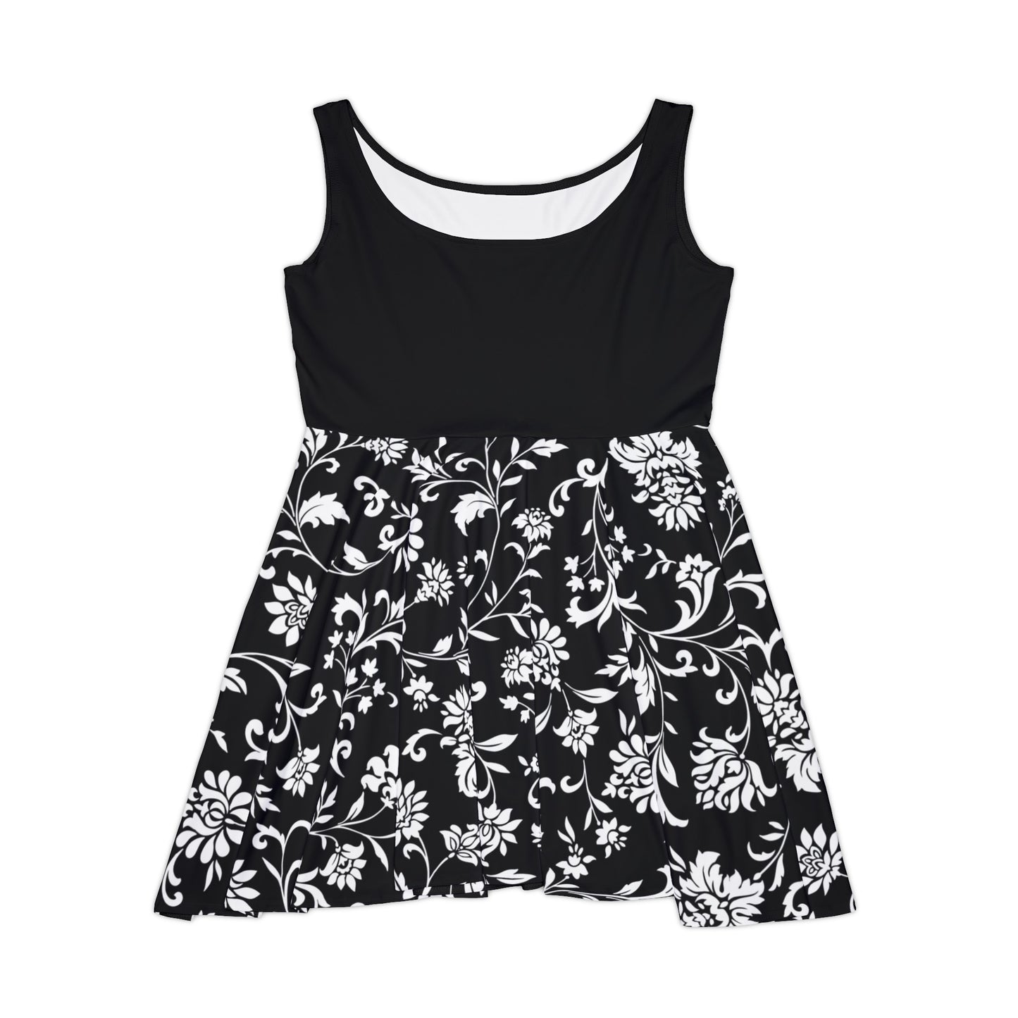 V2 Split B&W Flowers Lace Fated MC Women's Skater Dress