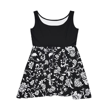 V2 Split B&W Flowers Lace Fated MC Women's Skater Dress