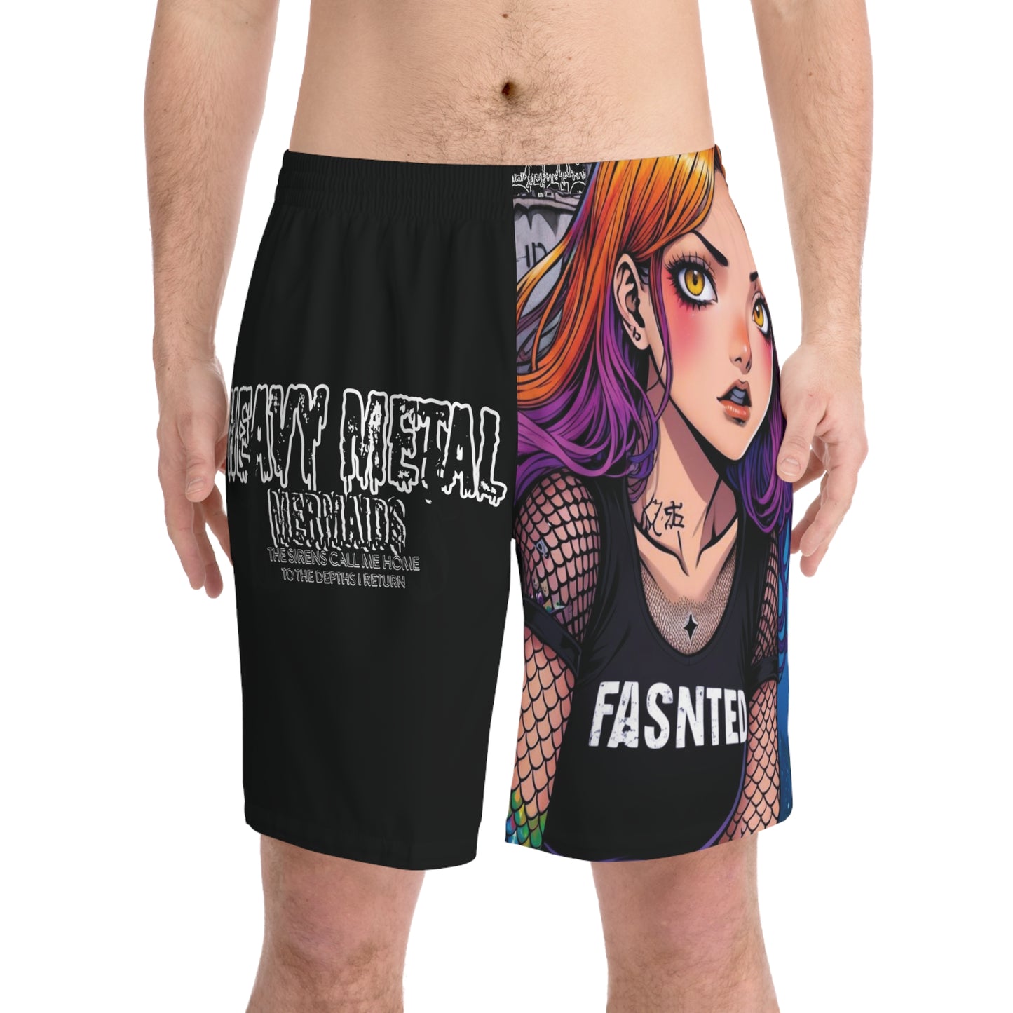 Heavy Metal Mermaid 5 - Men's Elastic Beach Shorts