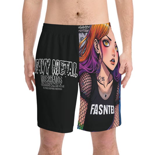 Heavy Metal Mermaid 5 - Men's Elastic Beach Shorts