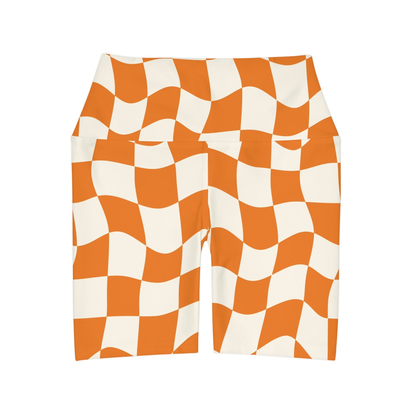 Orange Checkered Alice High Waisted Yoga Shorts