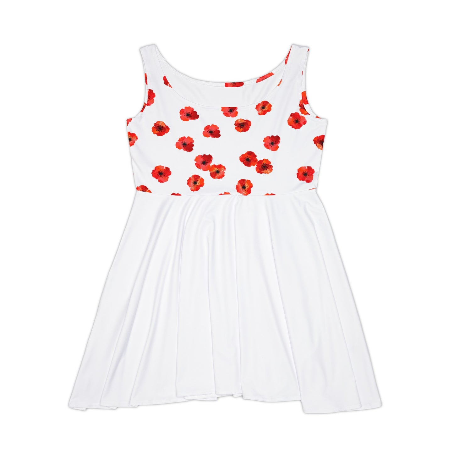 Split White and Red Flowers Fated MC Women's Skater Dress