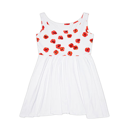 Split White and Red Flowers Fated MC Women's Skater Dress