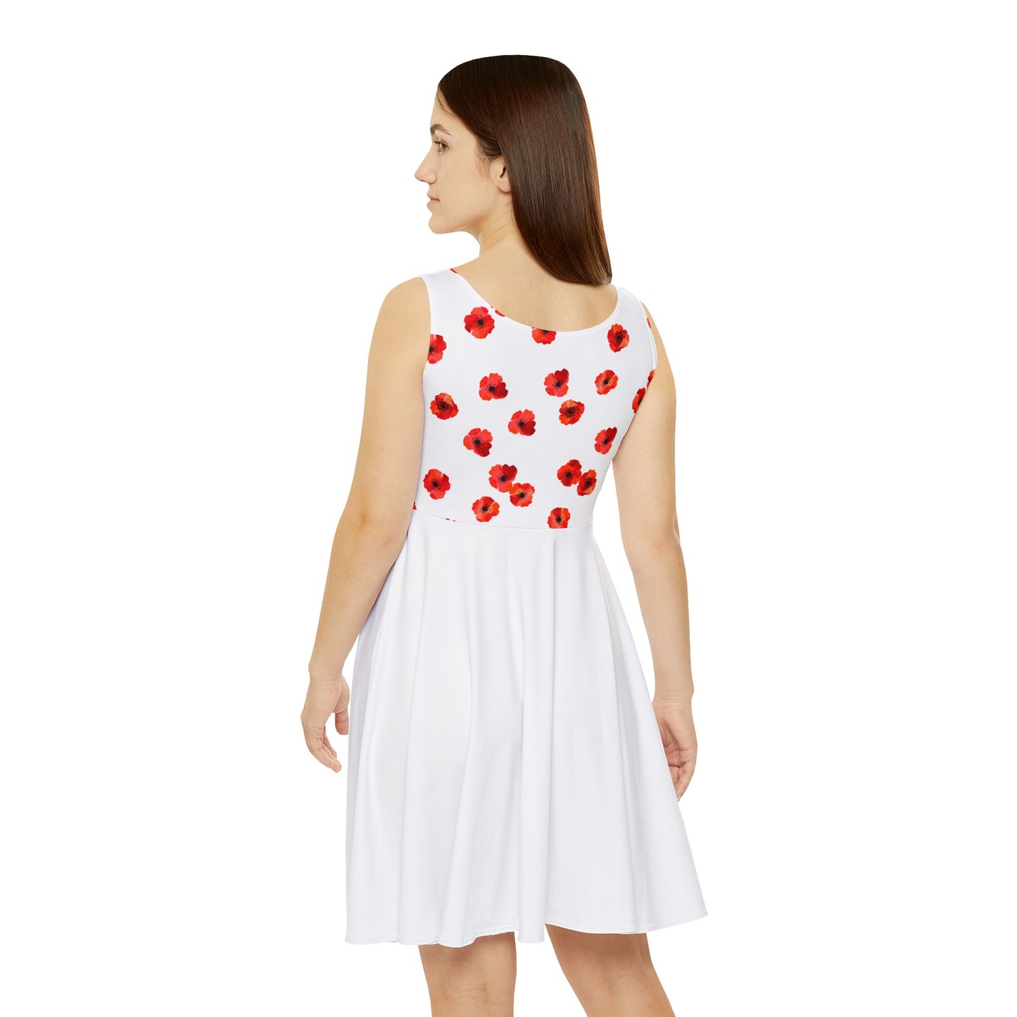 Split White and Red Flowers Fated MC Women's Skater Dress