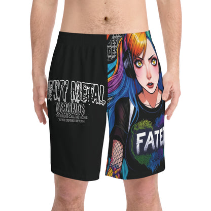Heavy Metal Mermaid - Men's Elastic Beach Shorts