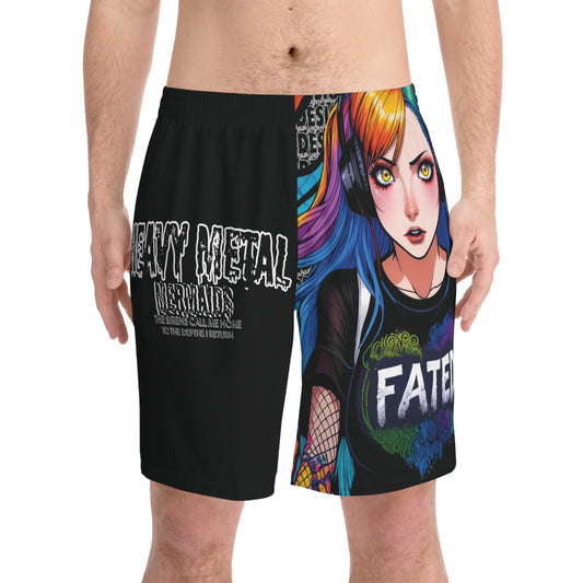 Heavy Metal Mermaid - Men's Elastic Beach Shorts