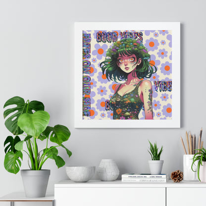 Good Vibes Flower Power - Framed Vertical Poster