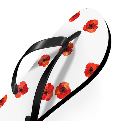 White and Red Flowers Fated MC Flip Flops