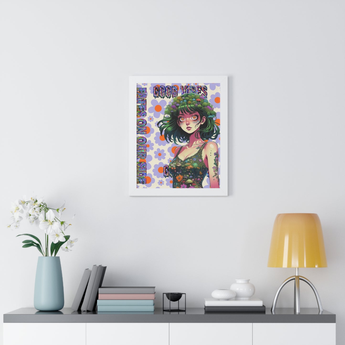 Good Vibes Flower Power - Framed Vertical Poster