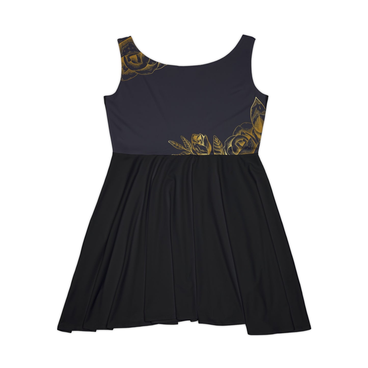Split Black and Gold Flowers Fated MC Women's Skater Dress