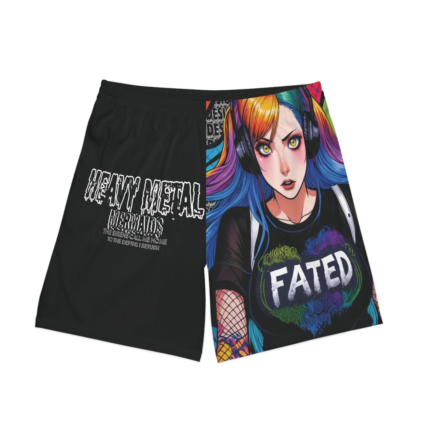 Heavy Metal Mermaid - Men's Elastic Beach Shorts