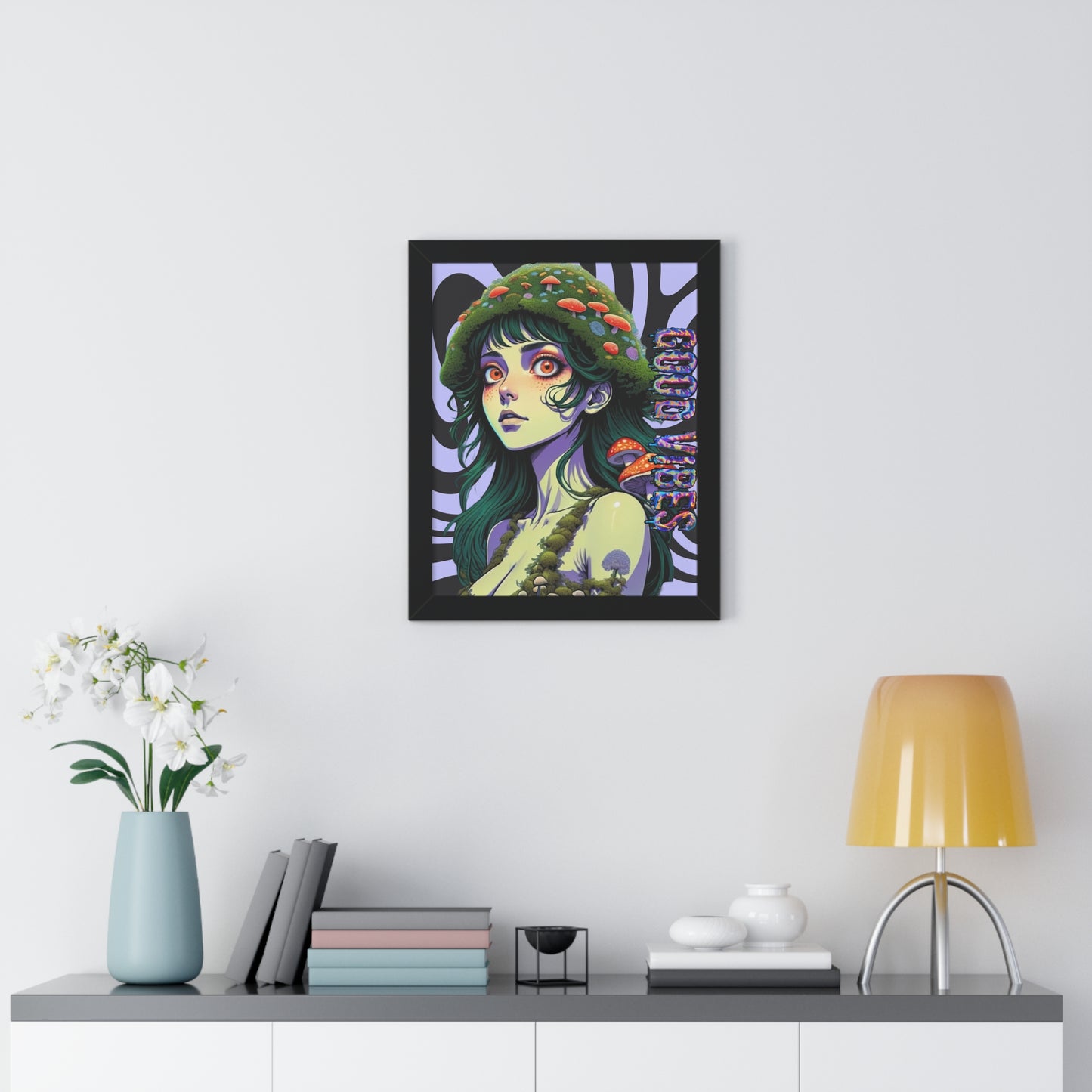 Good Vibes Mosshead - Framed Vertical Poster