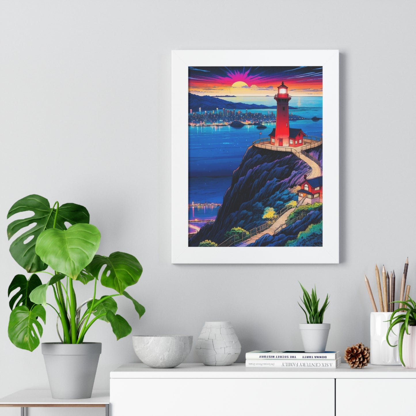 Guide Us Cliff 7 Framed Vertical Poster