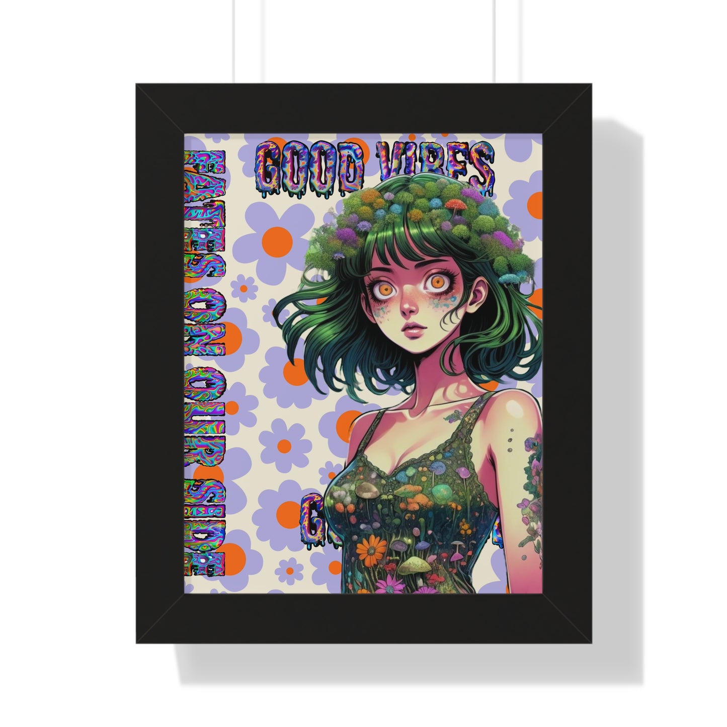 Good Vibes Flower Power - Framed Vertical Poster