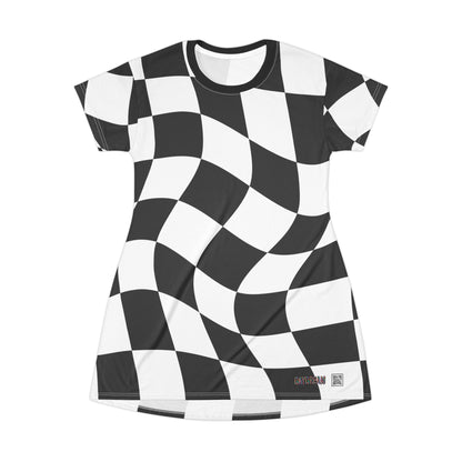 Twisted Black and White Daydream Alice T-Shirt Dress