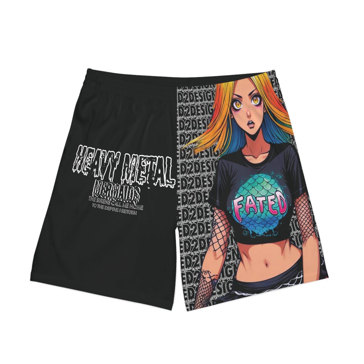 Heavy Metal Mermaid 6 - Men's Elastic Beach Shorts