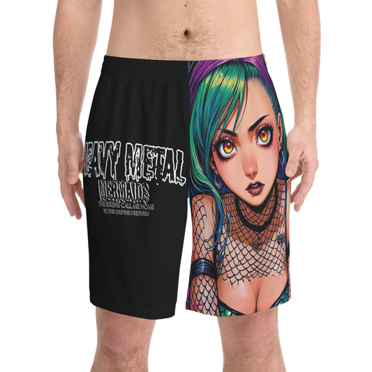 Heavy Metal Mermaid 2 - Men's Elastic Beach Shorts