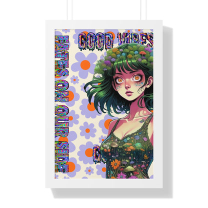 Good Vibes Flower Power - Framed Vertical Poster