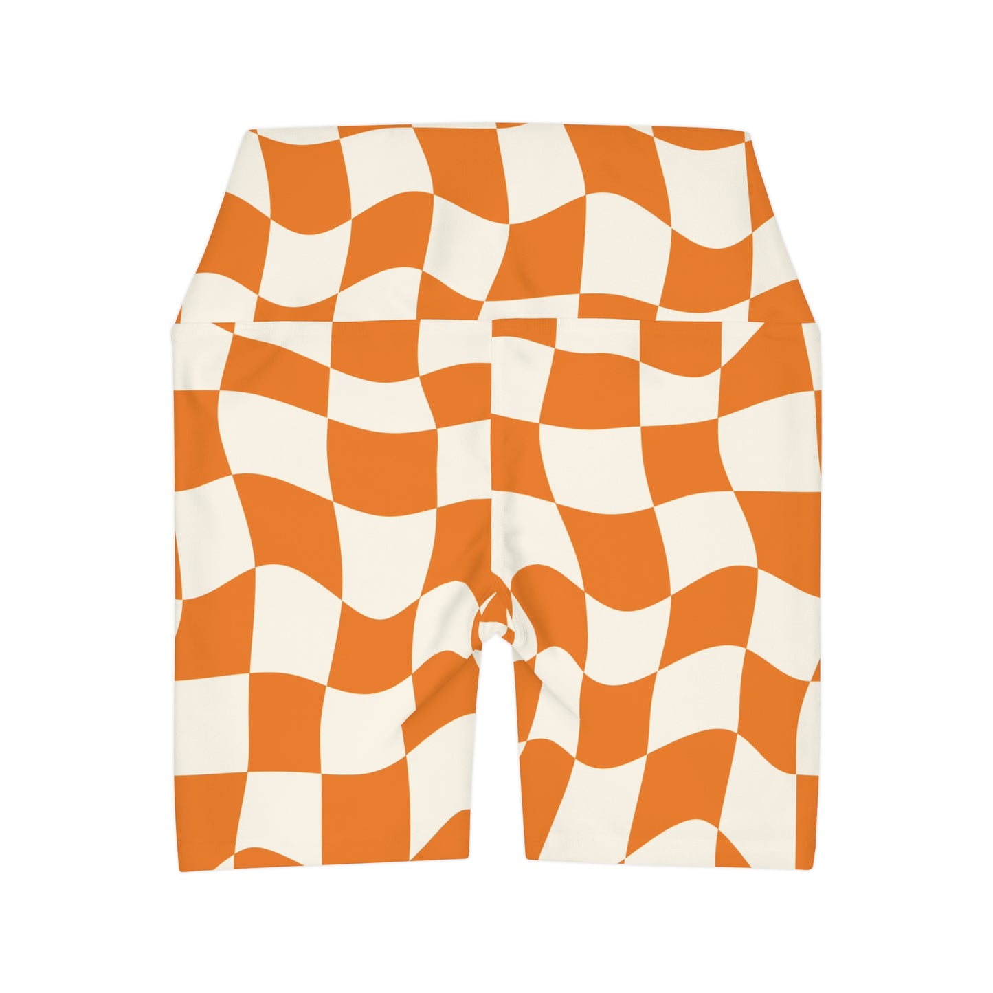 Orange Checkered Alice High Waisted Yoga Shorts
