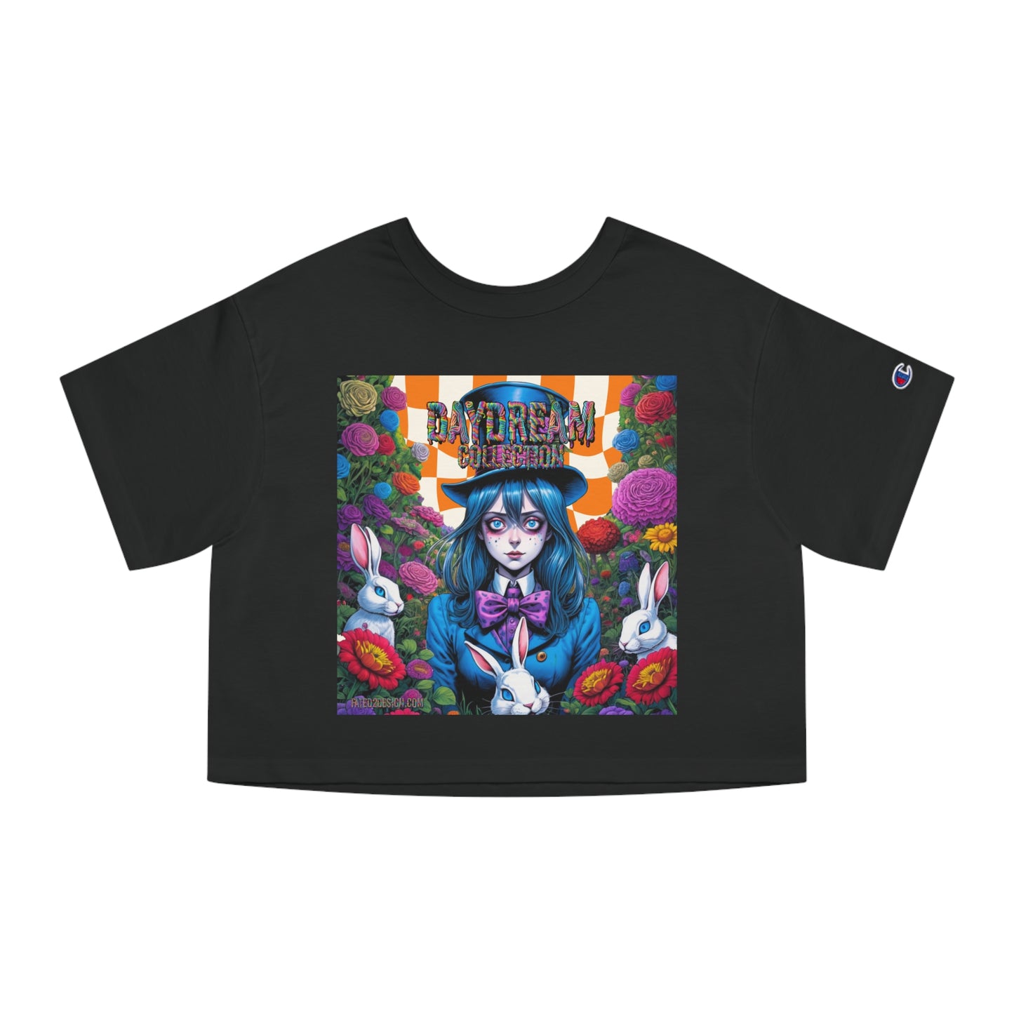 Orange Checkered Daydream Champion Cropped T-Shirt