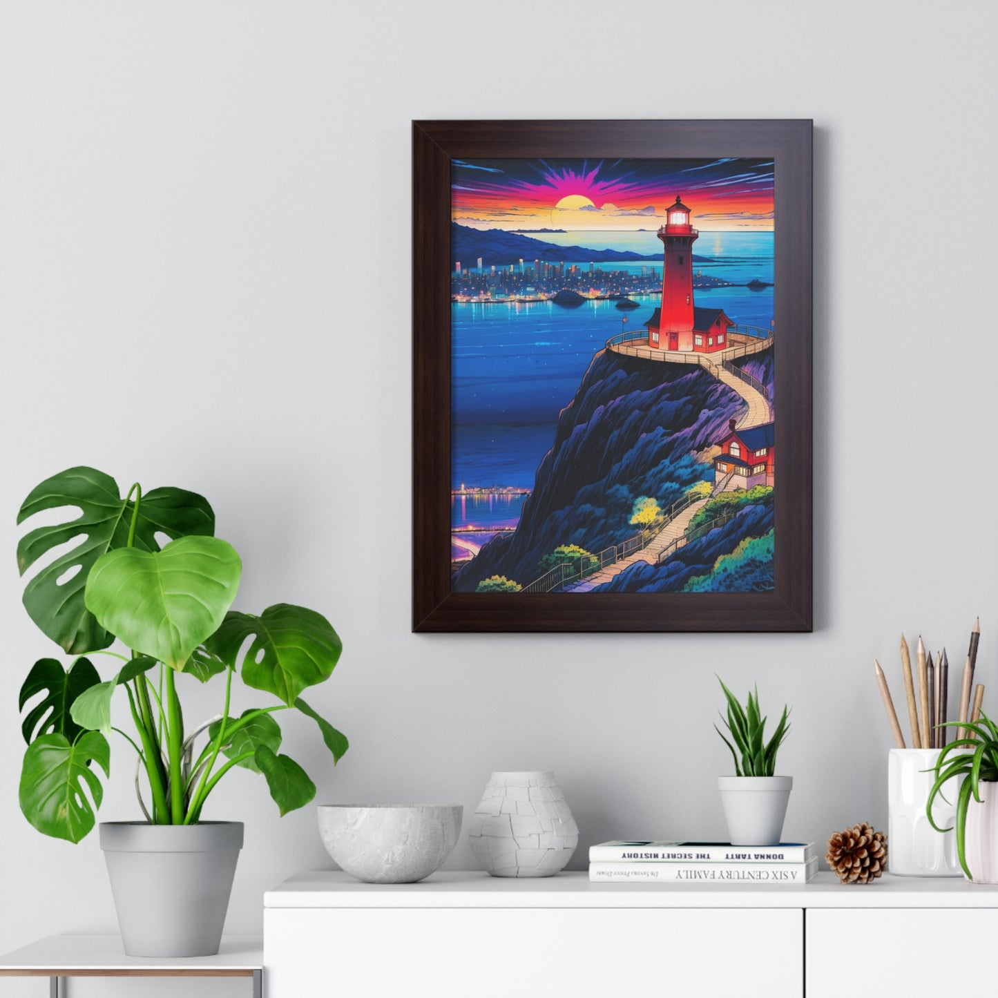 Guide Us Cliff 7 Framed Vertical Poster