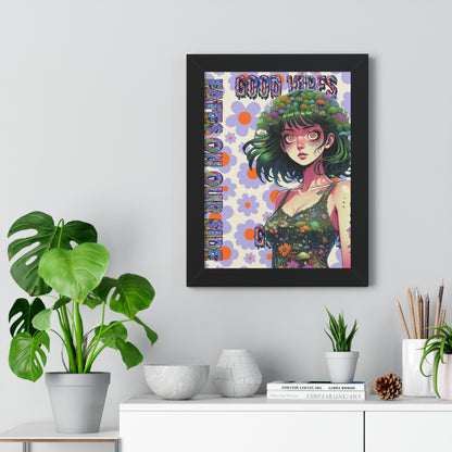 Good Vibes Flower Power - Framed Vertical Poster