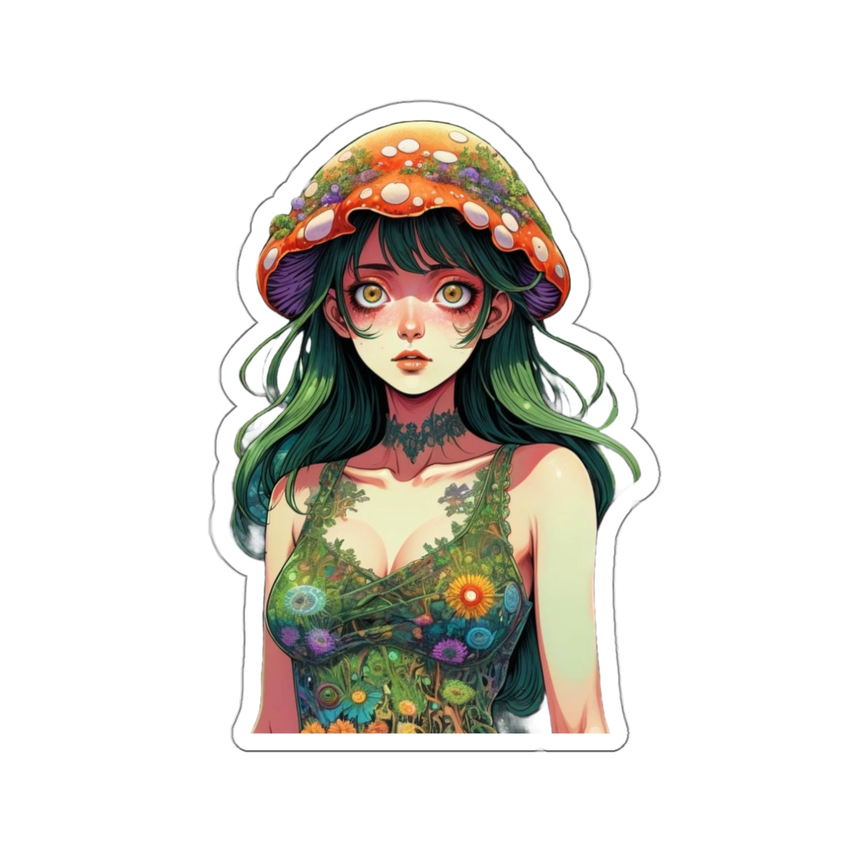 Mushroom Girl V4 Good Vibes Die-Cut Stickers