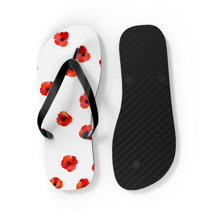 White and Red Flowers Fated MC Flip Flops