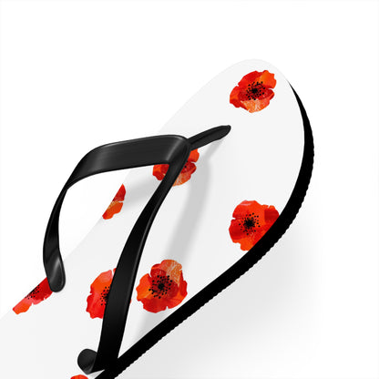 White and Red Flowers Fated MC Flip Flops