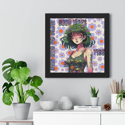 Good Vibes Flower Power - Framed Vertical Poster