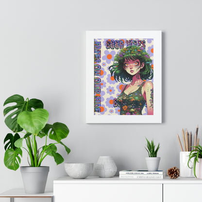 Good Vibes Flower Power - Framed Vertical Poster