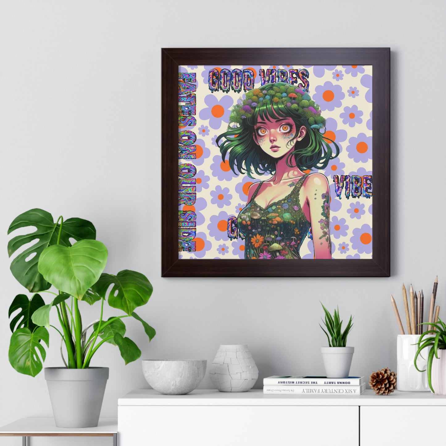 Good Vibes Flower Power - Framed Vertical Poster