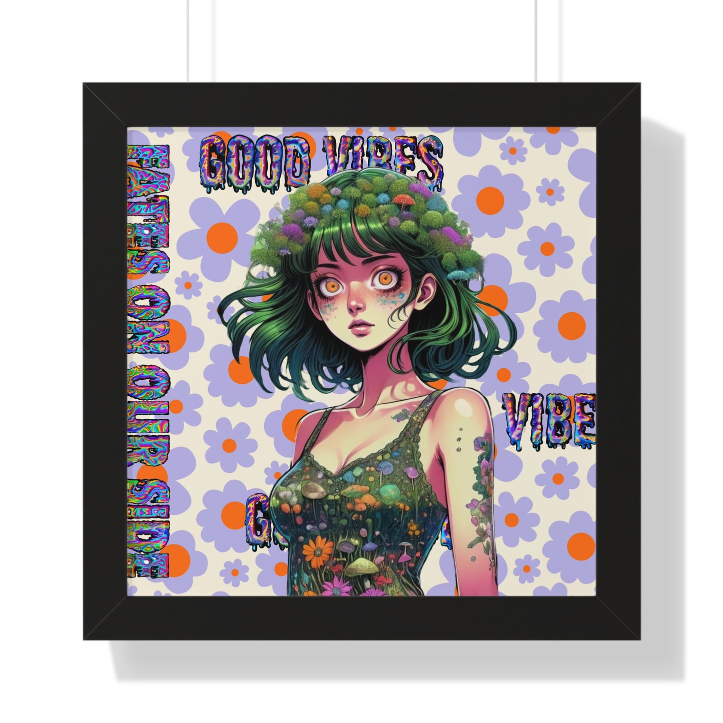 Good Vibes Flower Power - Framed Vertical Poster