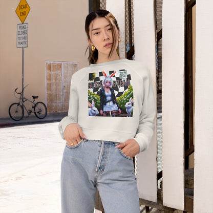 Black and White Checkered Daydream Cropped Fleece Pullover