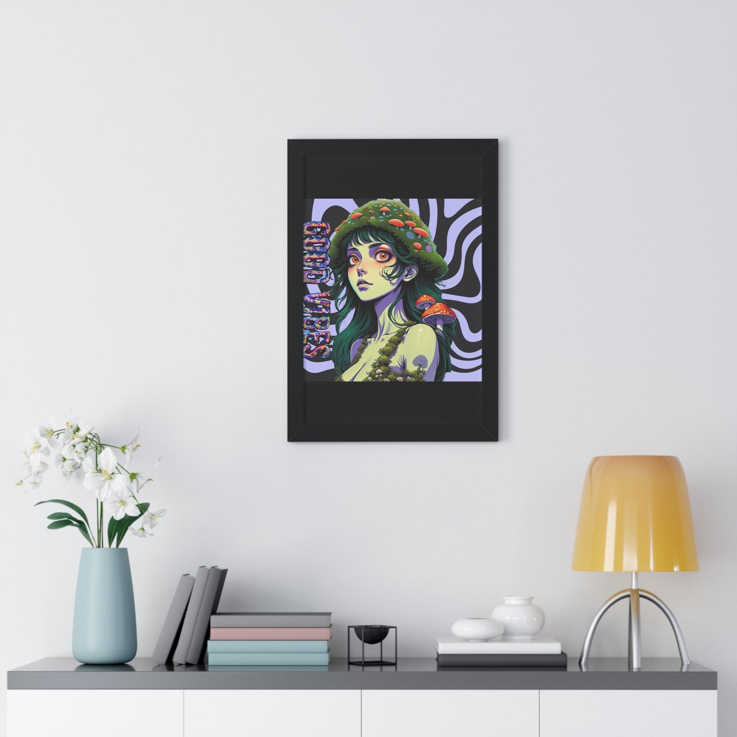 Good Vibes Mosshead - Framed Vertical Poster