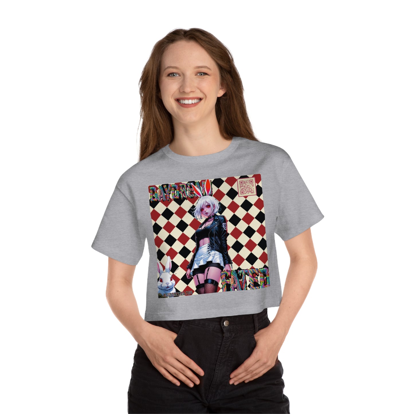 V2 Black and Red Checkered Daydream Champion Cropped T-Shirt