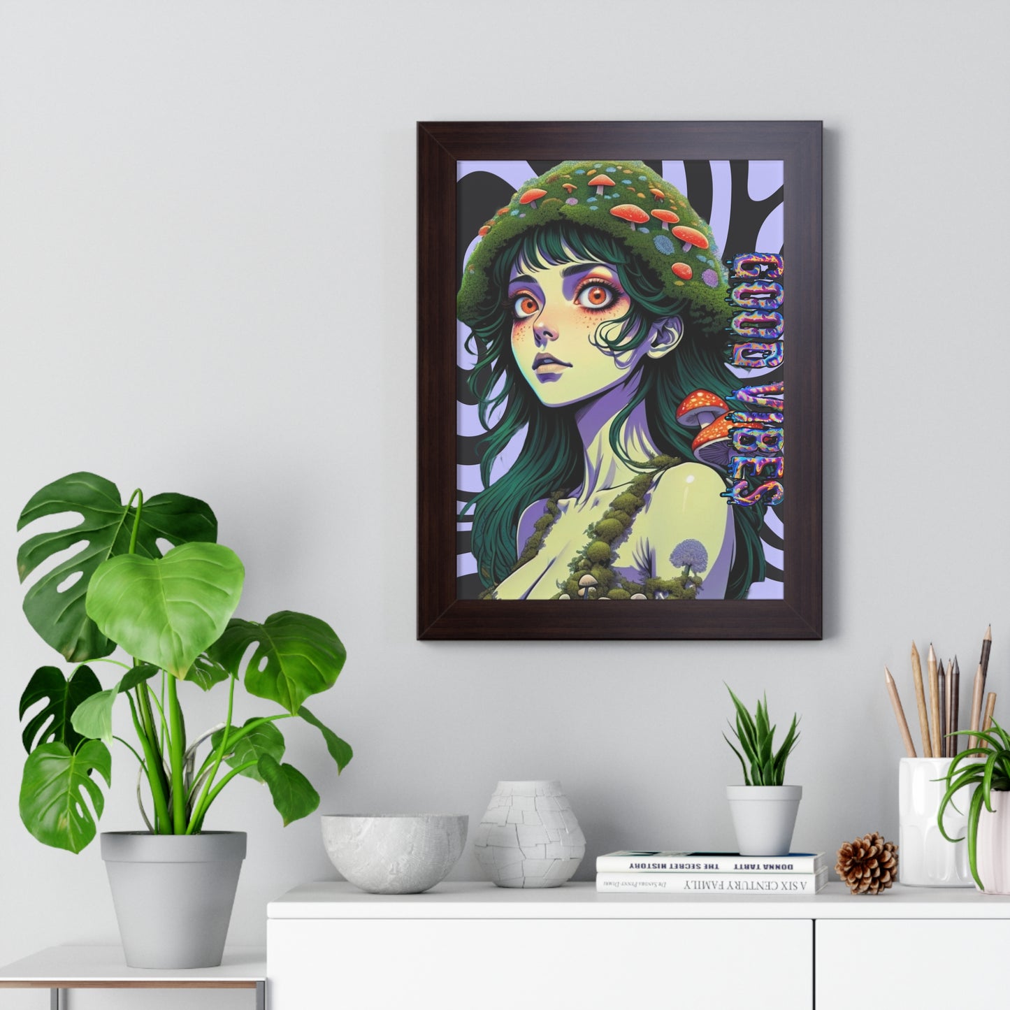 Good Vibes Mosshead - Framed Vertical Poster